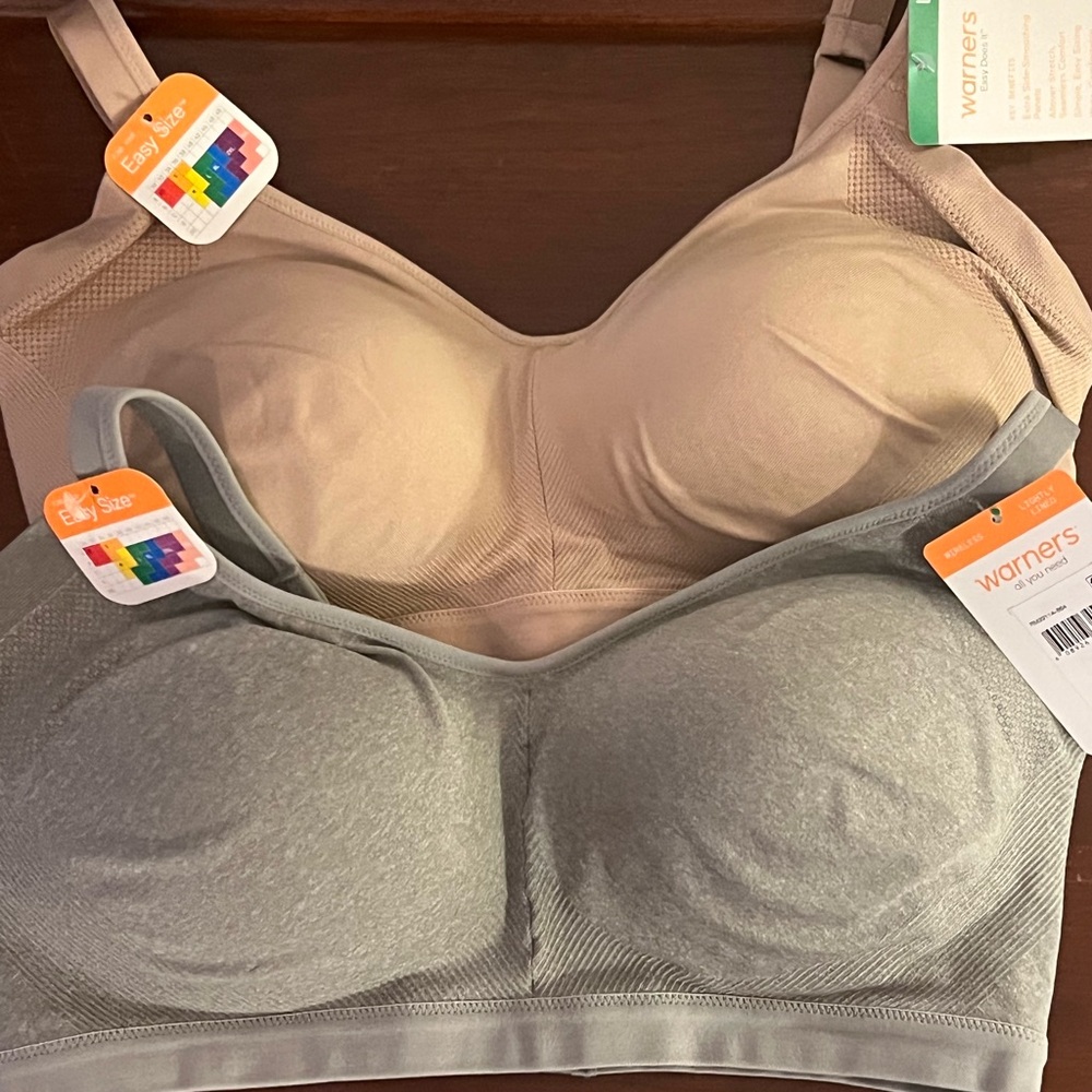 NWT 2 Warner's Easy Does It Comfort Bras in Gray and Tan